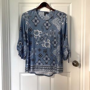 Blue 3/4 length sleeve women’s top by New Directions (M)